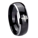 10mm Kanji Peace Dome Glossy Black 2 Tone Tungsten Wedding Engagement Ring