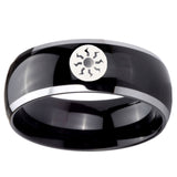 10mm Magic The Gathering Dome Glossy Black 2 Tone Tungsten Wedding Band Mens