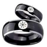 His Hers Magic The Gathering Dome Glossy Black 2 Tone Tungsten Rings Set