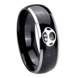 10mm Mario Mushroom Dome Glossy Black 2 Tone Tungsten Mens Engagement Ring