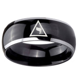 10mm Masonic Yod Dome Glossy Black 2 Tone Tungsten Carbide Anniversary Ring