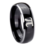 10mm Math Pi Dome Glossy Black 2 Tone Tungsten Carbide Wedding Engagement Ring