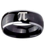 10mm Math Pi Dome Glossy Black 2 Tone Tungsten Carbide Wedding Engagement Ring