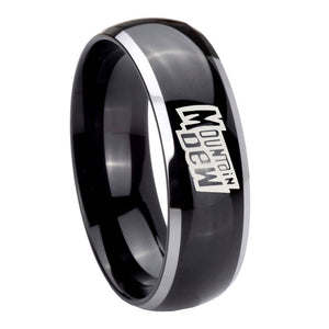 10mm Mountain Dew Dome Glossy Black 2 Tone Tungsten Carbide Bands Ring