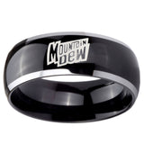 10mm Mountain Dew Dome Glossy Black 2 Tone Tungsten Carbide Bands Ring