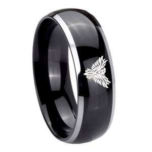 10mm Phoenix Dome Glossy Black 2 Tone Tungsten Carbide Anniversary Ring