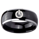 10mm Power Dome Glossy Black 2 Tone Tungsten Carbide Custom Mens Ring
