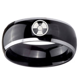 10mm Radiation Dome Glossy Black 2 Tone Tungsten Carbide Men's Wedding Ring