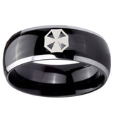 10mm Resident Evil Dome Glossy Black 2 Tone Tungsten Carbide Promise Ring