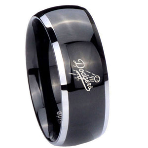 10mm LA Dogers MLB Baseball Dome Glossy Black 2 Tone Tungsten Men's Wedding Band