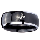 10mm LA Dogers MLB Baseball Dome Glossy Black 2 Tone Tungsten Men's Wedding Band