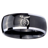 10mm Masonic Shriners Dome Glossy Black 2 Tone Tungsten Carbide Engraved Ring