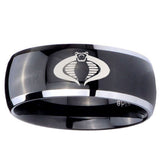 10mm Cobra Dome Glossy Black 2 Tone Tungsten Carbide Mens Ring