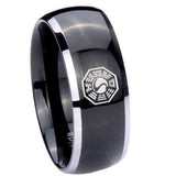 10mm Lost Dharma Dome Glossy Black 2 Tone Tungsten Carbide Personalized Ring