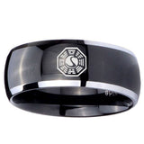 10mm Lost Dharma Dome Glossy Black 2 Tone Tungsten Carbide Personalized Ring