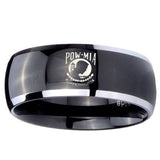 10mm Military Pow Dome Glossy Black 2 Tone Tungsten Carbide Men's Ring