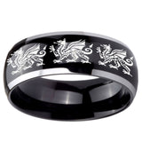 10mm Multiple Dragon Dome Glossy Black 2 Tone Tungsten Carbide Bands Ring