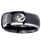 10mm Ghostbusters Dome Glossy Black 2 Tone Tungsten Mens Ring Personalized