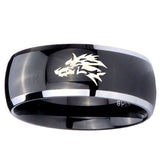 10mm Wolf Dome Glossy Black 2 Tone Tungsten Carbide Rings for Men