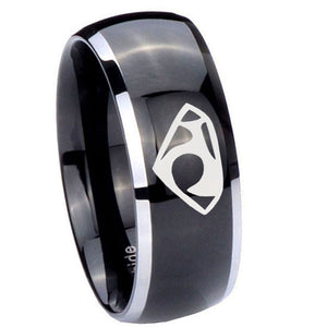 10mm House of Van Dome Glossy Black 2 Tone Tungsten Carbide Mens Wedding Band