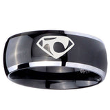 10mm House of Van Dome Glossy Black 2 Tone Tungsten Carbide Mens Wedding Band