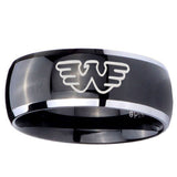 10mm Waylon Jennings Dome Glossy Black 2 Tone Tungsten Men's Wedding Ring