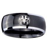 10mm Love Power Rangers Dome Glossy Black 2 Tone Tungsten Custom Mens Ring