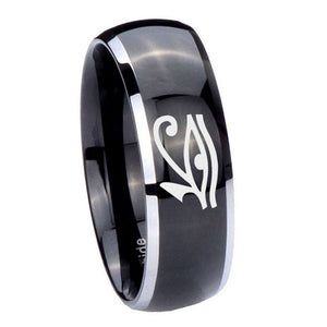 10mm Seeing Eye Dome Glossy Black 2 Tone Tungsten Carbide Mens Ring Personalized