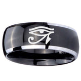 10mm Seeing Eye Dome Glossy Black 2 Tone Tungsten Carbide Mens Ring Personalized