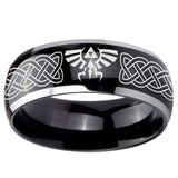 10mm Celtic Zelda Dome Glossy Black 2 Tone Tungsten Carbide Men's Wedding Band