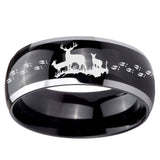 10mm Deer Hunting Dome Glossy Black 2 Tone Tungsten Carbide Engraved Ring