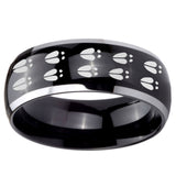 10mm Deer Tracks Dome Glossy Black 2 Tone Tungsten Carbide Wedding Bands Ring