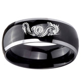 10mm Dragon Dome Glossy Black 2 Tone Tungsten Carbide Men's Band Ring