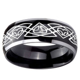 10mm Celtic Braided Dome Glossy Black 2 Tone Tungsten Carbide Engraved Ring