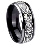 10mm Celtic Knot Dragon Dome Glossy Black 2 Tone Tungsten Mens Promise Ring