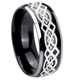 10mm Celtic Knot Dome Glossy Black 2 Tone Tungsten Carbide Men's Promise Rings