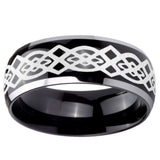 10mm Celtic Knot Dome Glossy Black 2 Tone Tungsten Carbide Men's Promise Rings