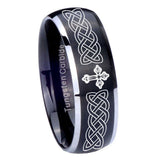 8mm Celtic Cross Dome Brushed Black 2 Tone Tungsten Carbide Men's Promise Rings