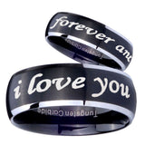 8mm I Love You Forever and ever Dome Brushed Black 2 Tone Tungsten Engraved Ring