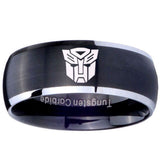 8mm Transformers Autobot Dome Brushed Black 2 Tone Tungsten Carbide Bands Ring