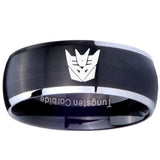 8mm Decepticon Transformers Dome Brushed Black 2 Tone Tungsten Men's Band Ring