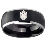 8mm Chief Master Sergeant Vector Dome Brushed Black 2 Tone Tungsten Bands Ring