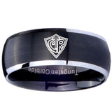 8mm CTR Dome Brushed Black 2 Tone Tungsten Carbide Wedding Band Ring
