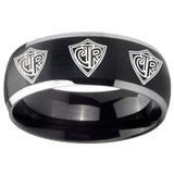 8mm Multiple CTR Dome Brushed Black 2 Tone Tungsten Mens Anniversary Ring
