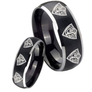 His Hers Multiple CTR Dome Brushed Black 2 Tone Tungsten Men's Bands Ring Set