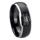 8mm Skull Dome Brushed Black 2 Tone Tungsten Carbide Men's Engagement Band