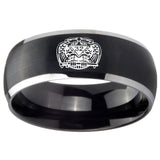 8mm Masonic 32 Degree Freemason Dome Brushed Black 2 Tone Tungsten Carbide Mens Ring Personalized