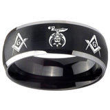 8mm Masonic Shriners Dome Brushed Black 2 Tone Tungsten Mens Wedding Ring