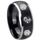 8mm Marine Chief Master Sergeant  Dome Brushed Black 2 Tone Tungsten Rings for Men