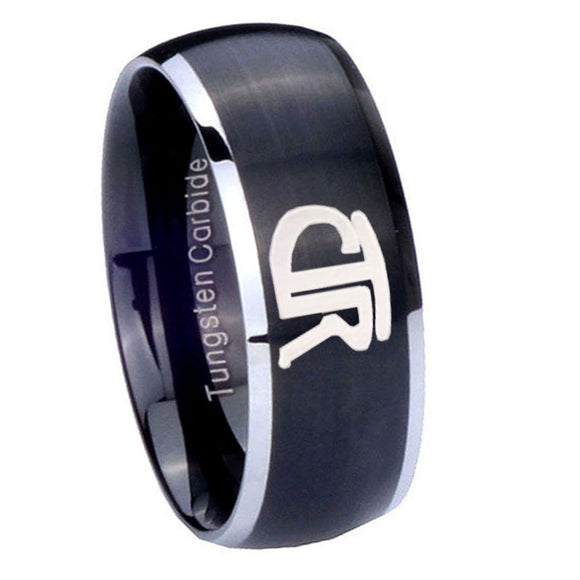 8mm CTR Dome Brushed Black 2 Tone Tungsten Carbide Custom Ring for Men